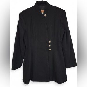 Vintage 1980s Phoenix USA Frontier Collection black wool blend coat made in USA
